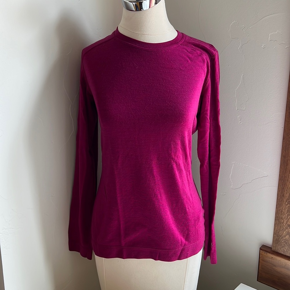 SMARTWOOL Women Baselayer 100% Merino Wool Colorblock 1/4 Zip Purple M B38-6